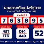 หวย 16 กันยายน 60